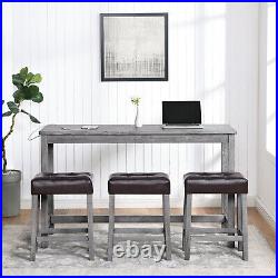 4 Piece Dining Table Set Wooden Kitchen Breakfast Furniture with 3 Chair US