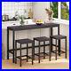 4 Piece Kitchen Dining Table Set Long Dining Table with 3 Stools for Dining Room