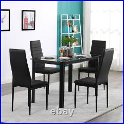 4 Piece PU Leather Chair or Dinner Table Kitchen Dining Room Furniture US