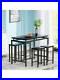 5Piece Dining Table Set with Wooden Top Stools, Steel Frame, Rustic Black