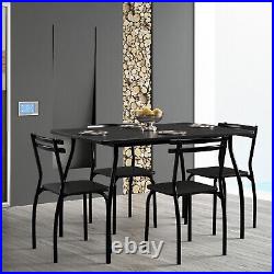 5 Pcs Dining Set Table And 4 Chairs Home Kitchen Room Breakfast Furniture Black