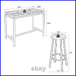 5 Piece Bar Table Set Counter Height Dining Kitchen Pub Table with 4 Bar Stools