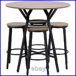 5-Piece Bar Table and Chairs Set, Space Saving Dining Table with 4 Stools