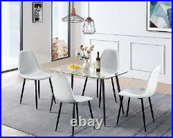 5 Piece Dining Room Table Set Modern Kitchen Table Set Glass Dinner Table Chairs