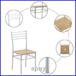 5 Piece Dining Set Glass Table Top and 4 Chairs Kitchen Dinner Room Furniture