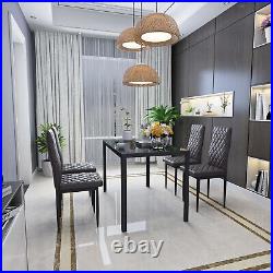 5 Piece Dining Set Glass Top Table and 4 Leather Chair for Kitchen Dining Room