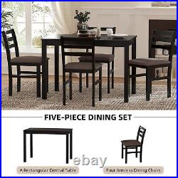 5 Piece Dining Set Table Chair for 4 Upholstered Breakfast Kitchen Home Dinette