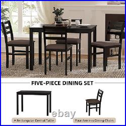 5 Piece Dining Set Table and 4 Upholstered Chair Kitchen Breakfast Furniture