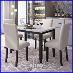 5-Piece Dining Set Table with 4 Thicken Cushion Dining Chairs Home Furniture