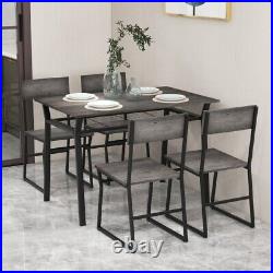 5 Piece Dining Table & 4-Chair Set Kitchen Metal Frame Furniture With Storage Rack