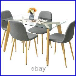 5 Piece Dining Table Chairs Set Glass Table Kitchen Breakfast Dinette Furniture