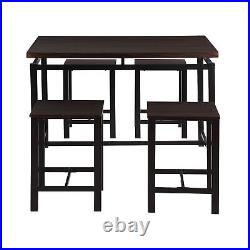 5 Piece Dining Table Chairs Sets Counter Pub Height Kitchen Wooden Furniture