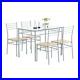5 Piece Dining Table Glass Metal /4 Wood Chairs Kitchen Room Breakfast Furniture