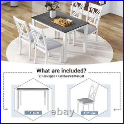 5 Piece Dining Table Set 4 Chairs Breakfast Wooden Home Kitchen Dinette Table