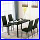 5 Piece Dining Table Set + 4 Chairs Glass Metal Kitchen Room Breakfast Furniture