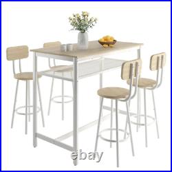 5 Piece Dining Table Set, Beige Finish Dining Table and 4 Chairs Set, Counter He