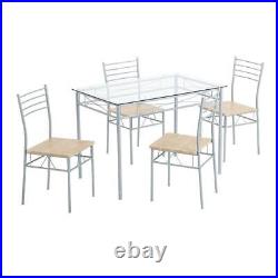 5 Piece Dining Table Set Black Glass 4 Chairs Seats Kitchen Grass Home Decor Hot