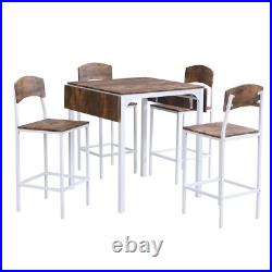 5 Piece Dining Table Set, Brown Finish Dining Table and 4 Chairs Set, Counter He