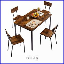 5 Piece Dining Table Set Chairs Home Kitchen Breakfast Table Chair with Backrest