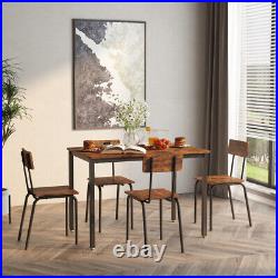 5 Piece Dining Table Set Chairs Home Kitchen Breakfast Table Chair with Backrest
