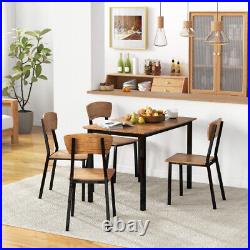5 Piece Dining Table Set Curved Back Kitchen Restaurant Rectangular 4 Chair Wood