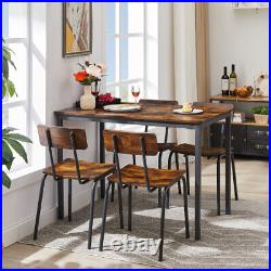 5 Piece Dining Table Set Curved Back Kitchen Table 4 Chairs Wood Rustic Brown