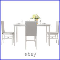 5 Piece Dining Table Set, Dining Room Table Set with Faux Marble Top and Leather