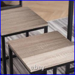 5 Piece Dining Table Set, Dining Set for 4, PVC Table and 4 Stools, Dark Oak Col