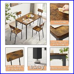 5 Piece Dining Table Set For Home Restaurant Industrial Style with 4 Wood Chairs