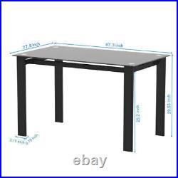 5 Piece Dining Table Set Glass Table and 4 PU Chairs Kitchen Breakfast Furniture