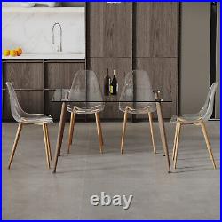 5 Piece Dining Table Set Glass Table with 4 Chair Kitchen Breakfast Furniture