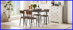 5-Piece Dining Table Set Industrial Style with Backrest Chairs, Rustic