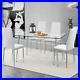 5 Piece Dining Table Set Kitchen Breakfast Furniture with 4 Leather Chairs White