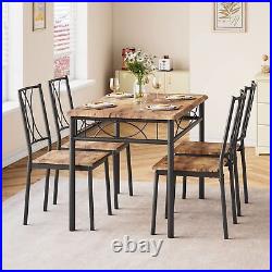 5 Piece Dining Table Set Kitchen Breakfast Furniture with 4 Upholstered Chairs