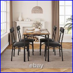 5 Piece Dining Table Set Kitchen Wood Dining Room Table and 4 Upholstered Chairs