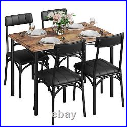 5 Piece Dining Table Set Kitchen Wood Dining Room Table and 4 Upholstered Chairs