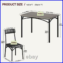 5-Piece Dining Table Set Metal Table & 4 Chairs Kitchen Breakfast Furniture