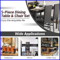 5 Piece Dining Table Set, Modern Faux Marble Tabletop and 4 PU Leather Upholster
