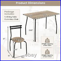 5-Piece Dining Table Set Modern Rectangular Dining Table & 4 Armless Chairs