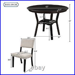 5-Piece Dining Table Set With Bottom Shelf Round Dining Table With 4 Chairs