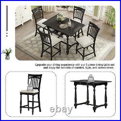 5 Piece Dining Table Set Wood Table and 4 Chair Home Kitchen Breakfast Furniture