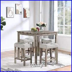 5 Piece Dining Table Set Wooden Kitchen Breakfast Furniture with 4 Chair US