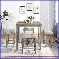 5 Piece Dining Table Set Wooden Kitchen Breakfast Furniture with 4 Chairs
