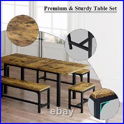 5-Piece Dining Table Set for 4-8 People, 63 Extendable Kitchen Table Set with 2