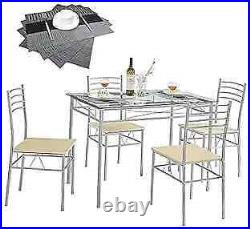 5 Piece Dining Table Set for 4 with Chairs, Silvery Dining table set for 4