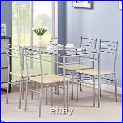 5 Piece Dining Table Set for 4 with Chairs, Silvery Dining table set for 4