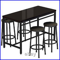 5-Piece Dining Table Set metal frame and MDF With 4 Bar Stools For Dining Room