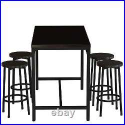 5-Piece Dining Table Set metal frame and MDF With 4 Bar Stools For Dining Room