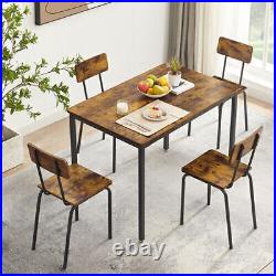 5-Piece Dining Table and Chair Set with 4 Chairs with Curved Back and Cushions