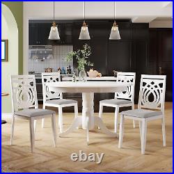 5-Piece Extendable Round Dining Table Set with 4 Upholstered Kitchen Table Set